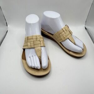 RuffHewn Portofino Beige Leather Woven Thong Sandals Women 6M FL462-11